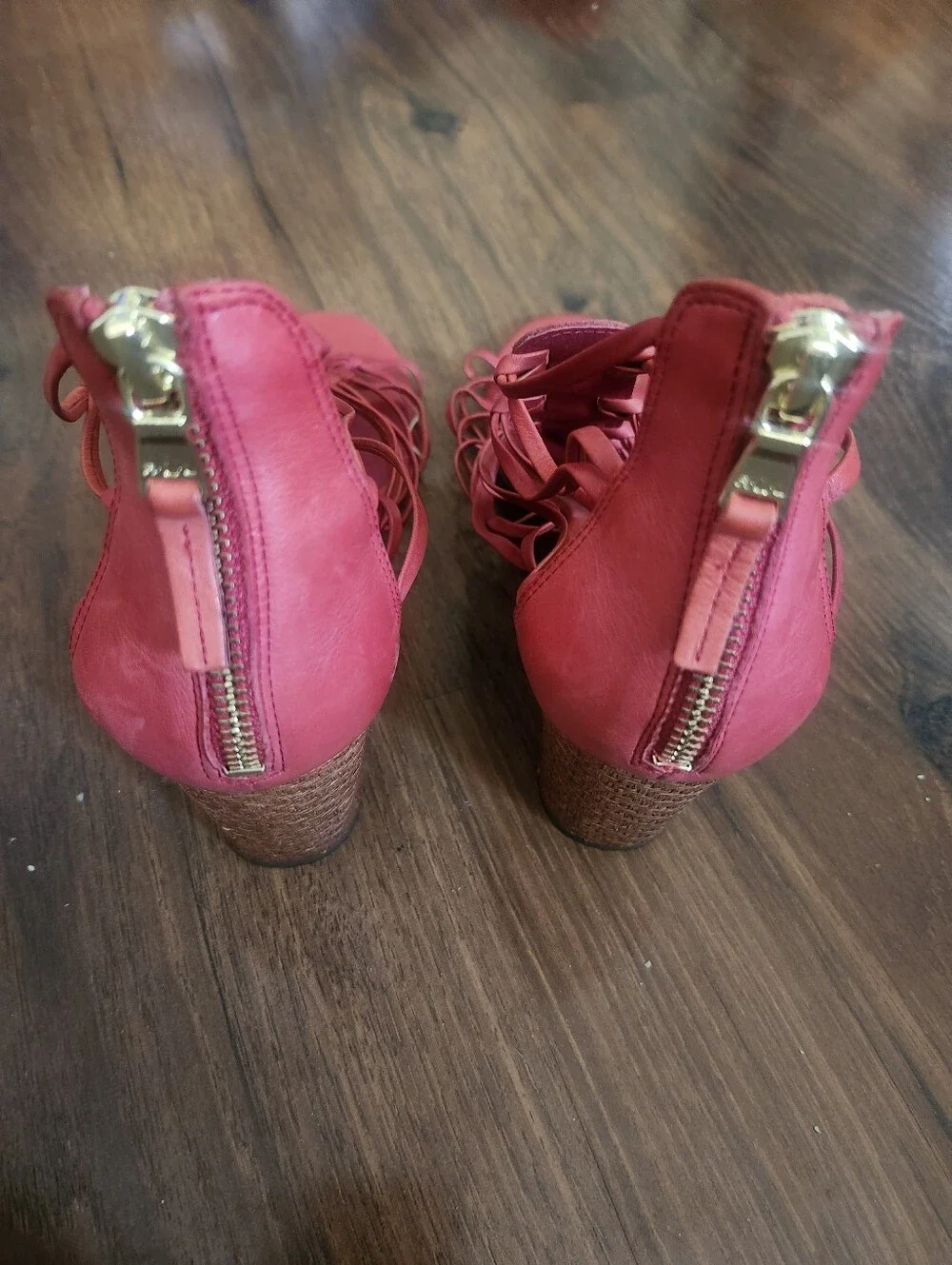 Ralph Lauren Red Strappy Alexandrea Wedge Sandals